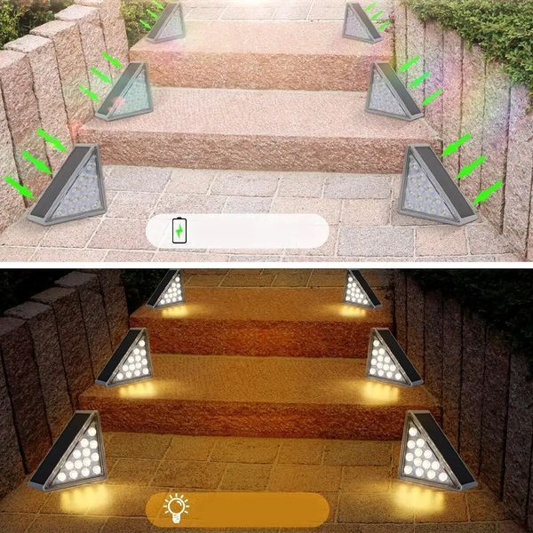 Вуличний світильник для сходів на сонячній батареї 13 LED / Кутовий світильник на сходи теплий білий / Сонячні декоративні світильники комплект з 6 штук sp10507 фото