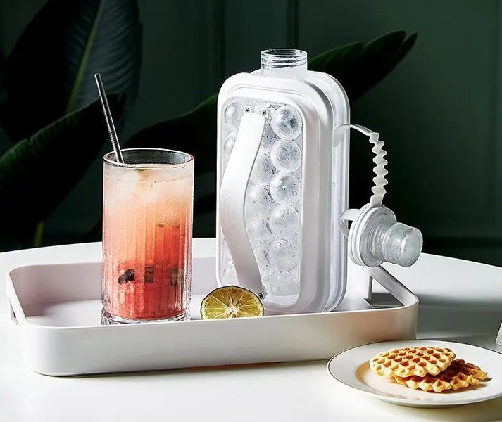 Портативна силіконова форма для льоду пляшка 2 в 1 ICE CUBE TRAY складана на 17 кульок 2054896320 фото