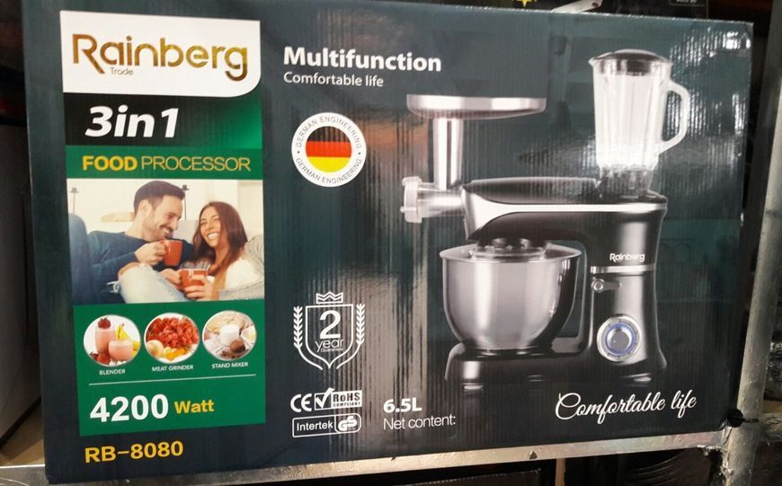 Кухонний комбайн 3 в 1 Rainberg RB-8080 Тістоміс / М'ясорубка / Блендер / Планетарний міксер 4200В sa3404 фото
