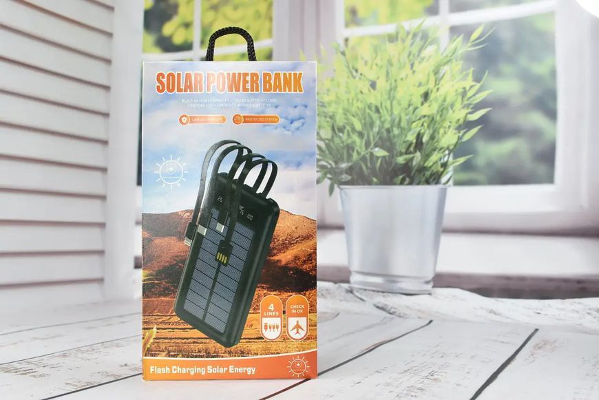 Павербанк Solar Power Bank із сонячною батареєю + ліхтарик 20000 mAh Solar фото