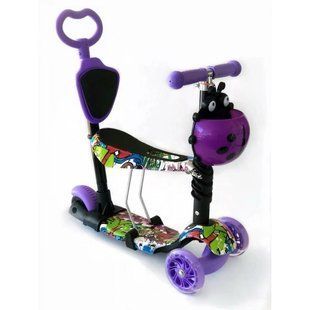 Дитячий Самокат 5 в 1 з підніжками та батьківською ручкою Best Scooter, PU колеса, Підсвічування коліс 2520336PCZ фото