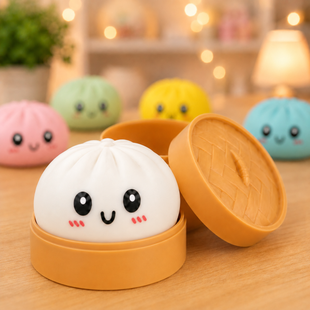 Антистрес-іграшка Squishy &laquo;Пельмешка&raquo; у коробочці / Сквіш бао-булочка, пельмень 5,5 см / Іграшка антистрес сквіш Squishy Dumpling Jam1712 фото