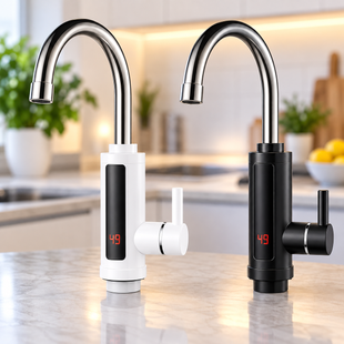 Водонагреватель Delimano проточный электрический RX 011 Черный, Белый / Кран с подогревом воды / Водонагреватель с экраном 3 кВт GbRX011 фото