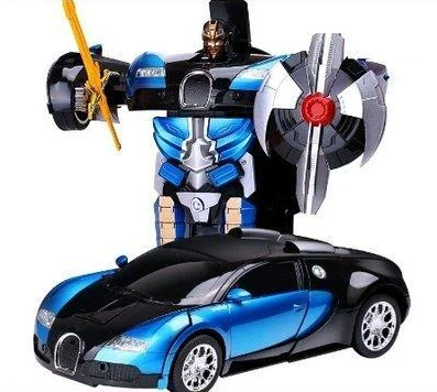 Машинка Трансформер Bugatti Size 18 см Robot Car синя з пультом pr2145777 фото
