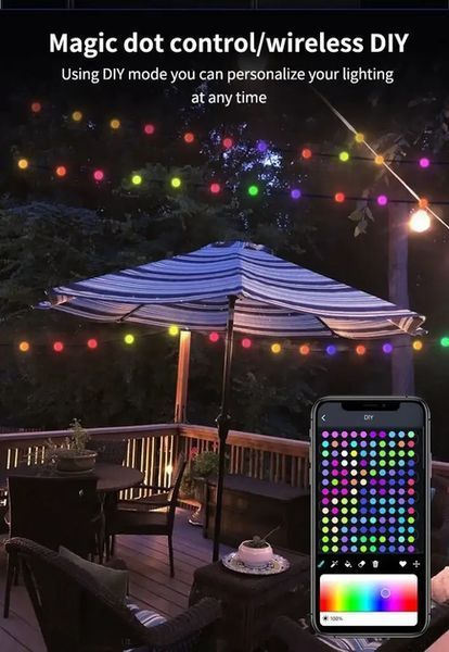 Гірлянда на ялинку матова кулька 10 метрів з пультом Usb Bluetooth управління з телефону модель (SFK-03) M16899 фото