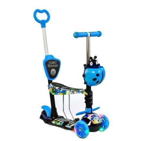 Дитячий Самокат 5 в 1 з підніжками та батьківською ручкою Best Scooter, PU колеса, Підсвічування коліс 2520336PCZ фото