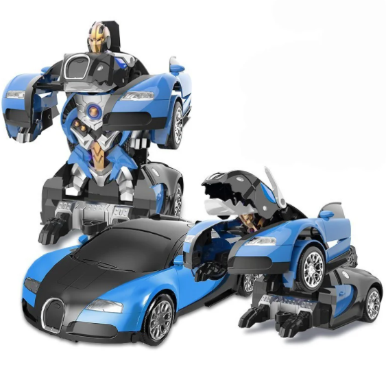 Машинка Трансформер Bugatti Size 18 см Robot Car синя з пультом pr2145777 фото