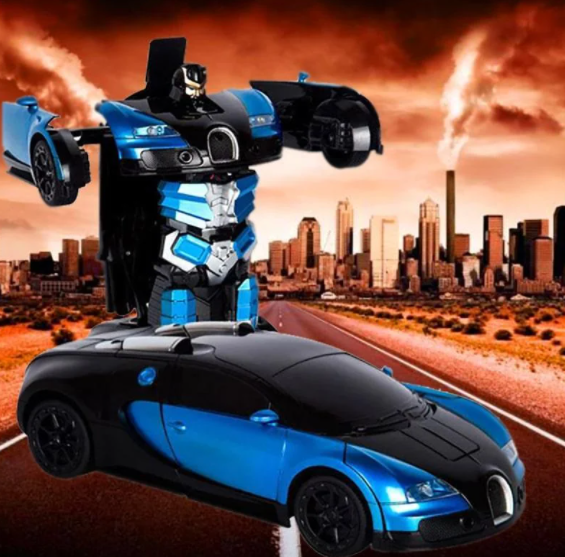Машинка Трансформер Bugatti Size 18 см Robot Car синя з пультом pr2145777 фото