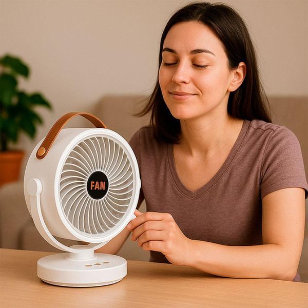 Акумуляторний міні вентилятор VU-05/FS-25 з поворотом / Вентилятор Mini fan з LED-підсвічуванням та USB M17135 фото