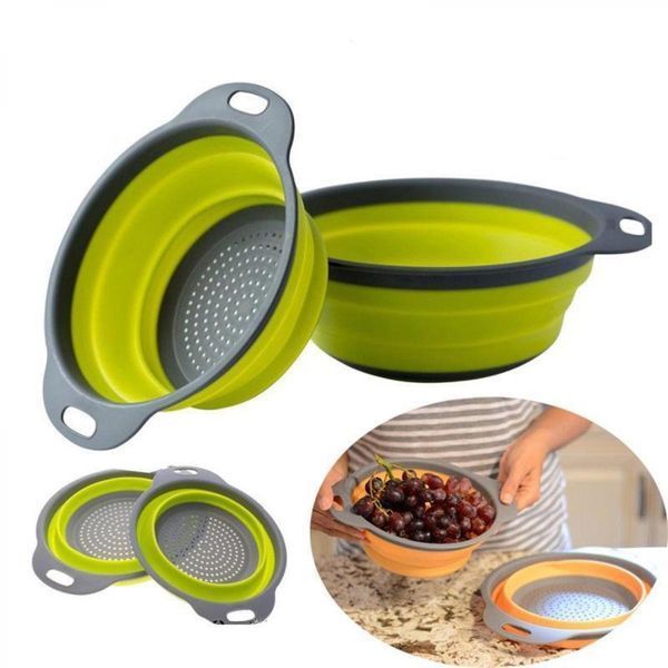 Друшляк силіконовий складаний великий + маленький Collapsible filter baskets V3348 фото