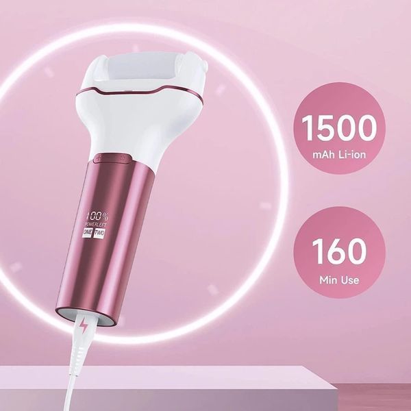 Електрична пемза для ніг PINK / Електрична роликова пилка-пемза для п'ят для педикюру з LCD дисплеєм G0523 фото