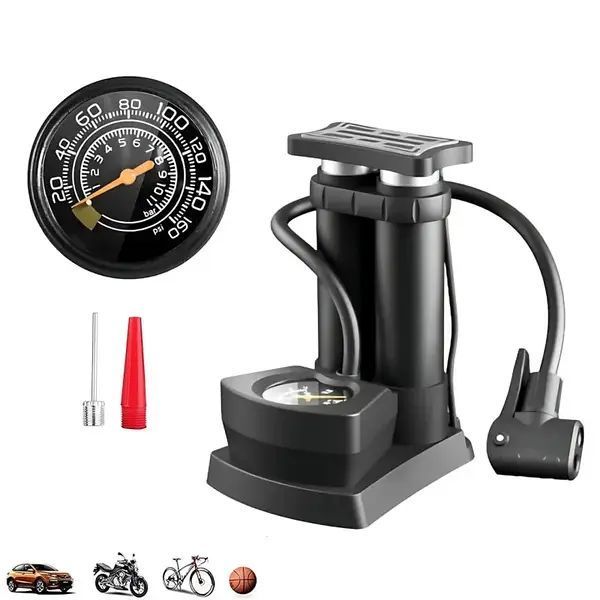 Портативний ножний насос з манометром Air pump AND 521-2414 Двоциліндровий насос 2053412 фото