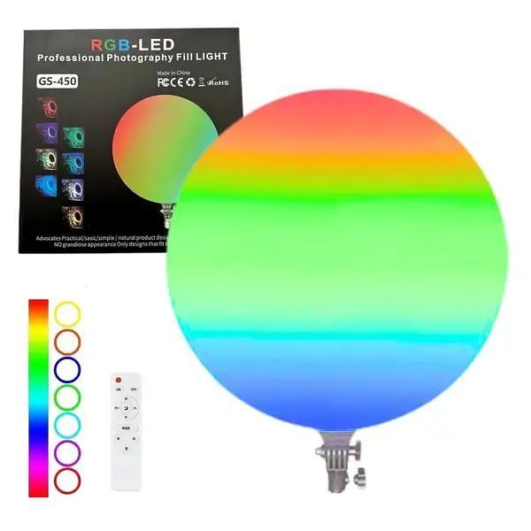 Кругла світлодіодна лампа 45см RGB-LED Fill Light GS-450 кольорова з пультом для фото та відео 225gs-450 фото