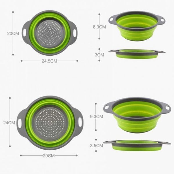 Друшляк силіконовий складаний великий + маленький Collapsible filter baskets V3348 фото