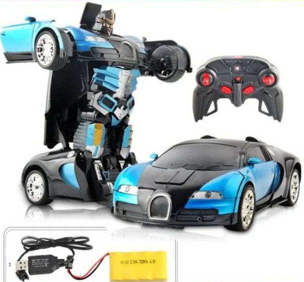 Машинка Трансформер Bugatti Size 18 см Robot Car синя з пультом pr2145777 фото