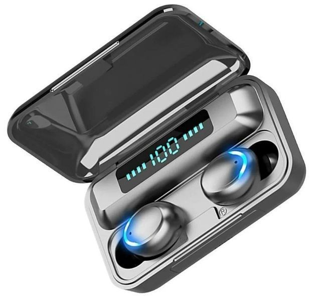 Навушники F9 TWS V5.0 Бездротові сенсорні Bluetooth з індикатором заряду чорні водонепроникні (NB-1) Jav77874 фото