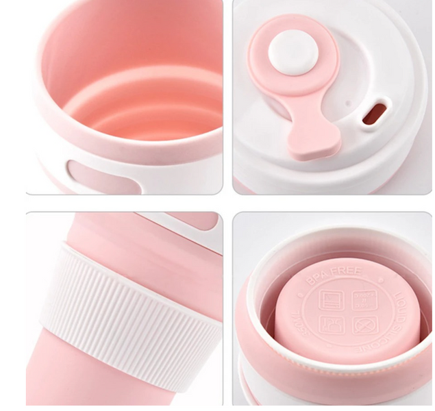 Складной силиконовый стакан Collapsible Coffee Cup с крышкой 350 мл 20552001923 фото
