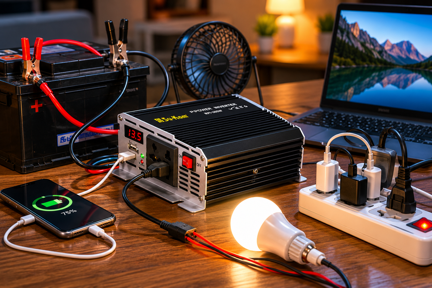 Преобразователь AC/DC RPI 500W SU-KAM / Преобразователь напряжения с вольтметром / Автомобильный инвертор 12-220 В sp10484 фото