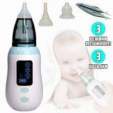 Аспіратор дитячий акумуляторний 2-в-1 BABY NOSE з LED-дисплеєм та регулятором потужності (WO-19) MU878787 фото