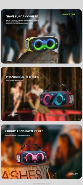 Портативна бездротова колонка Bluetooth Hopestar A30 Party | BT5.0, 70W, TWS, AUX/TF/USB, 7h 239A30party фото