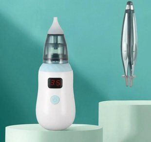 Аспіратор дитячий акумуляторний 2-в-1 BABY NOSE з LED-дисплеєм та регулятором потужності (WO-19) MU878787 фото