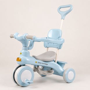 Блакитний Триколісний велосипед Baby Carriage 588 / Велосипед з з батьківською ручкою та кошиком / Велосипед-коляска 5094932/2 фото