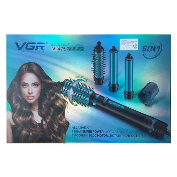 Фен-стайлер VGR 5 в 1 V-475 , Professional, 5 насадок, 1400 Вт зелений V-475 фото