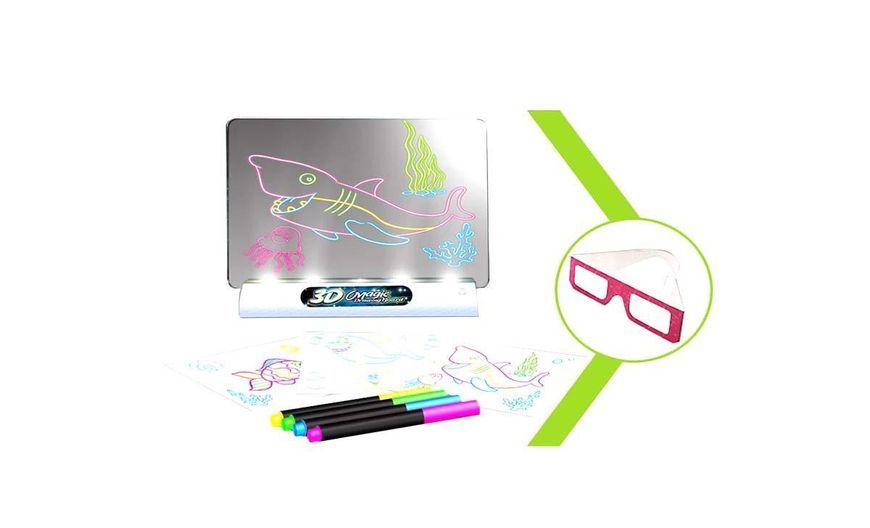 Електронна дошка для малювання SUNROZ 3D Magic Drawing Board Морський стиль з підсвічуванням та 3Д ефектом 2260048 фото