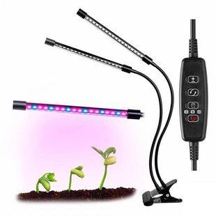 Світлодіодна фітолампа Grow Light для вирощування рослин, розсади Повний спектр 2 голови Grow2 фото