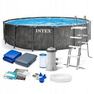 Каркасний басейн Intex 26742, 457 x 122 см + фільтр-насос + сходи + тент + підстилка 6903317165513 фото