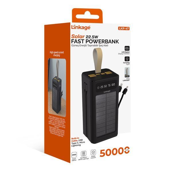 Батарея універсальна Linkage LKP-47 Solar 22.5W 50000mAh Black pahLKP-47 фото