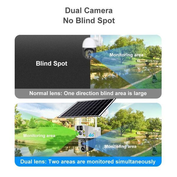 4K Бездротова камера Solar 4G, подвійний об'єктив, нічне бачення V380 Pro CCTV 8MP G0593 фото
