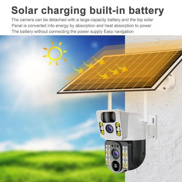 4K Бездротова камера Solar 4G, подвійний об'єктив, нічне бачення V380 Pro CCTV 8MP G0593 фото