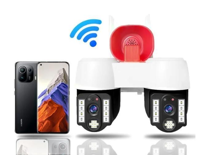 Високопродуктивна камера відеоспостереження з двома напрямками руху, WIFI, горизонтальне обертання на 360&deg; та вертикальне на 90&deg;, водонепроникна, нічне бачення, датчик руху, 4M, x10, V380pro sp9927 фото