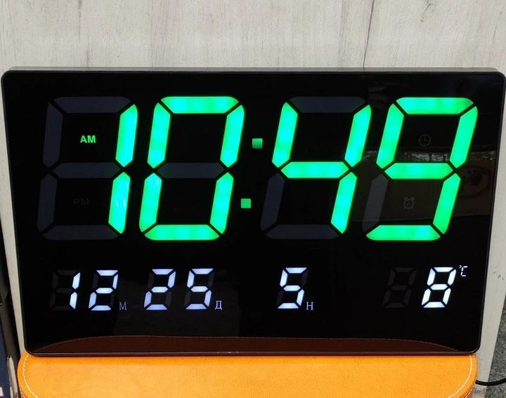 Настінний LED годинник 3308 з термометром та календарем sp9077 фото