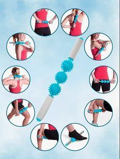 Ролик масажний для йоги масажер для спини валик для фітнесу Massage stick AND 5284 (Кульки 3 шт) 2054195 фото