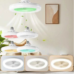 Лампа - вентилятор в патрон+пульт LED AROMATHERAPY FAN LIGHT CHP-008 RGB 2835RGB m16340 фото