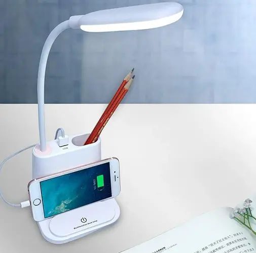 Акумуляторна настільна LED лампа Bionic Desk Lamp c USB виходом, органайзером та підставкою для смартфона 2050018 фото