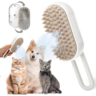Парова щітка масажер спрей 3 в 1 PET SPRAY MASSAGE BRUSH для вичісування собак та кішок з паровим розпилювачем з ручкою Jam5566 фото