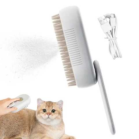 Парова щітка масажер спрей 3 в 1 PET SPRAY MASSAGE BRUSH для вичісування собак та кішок з паровим розпилювачем з ручкою Jam5566 фото