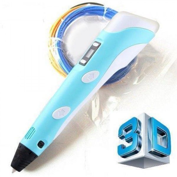 3D ручка з LCD дисплеєм та набором еко пластику для 3Д малювання 3D Pen Blue 1124 фото