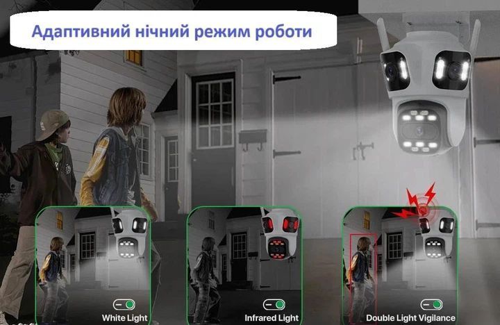 Вулична WiFi IP камера 9Мп 3 об'єктиву / Камера відеоспостереження з вологозахистом G0596 фото