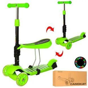Дитячий самокат з сидінням Best Scooter 3в1 зелений 542232455 фото