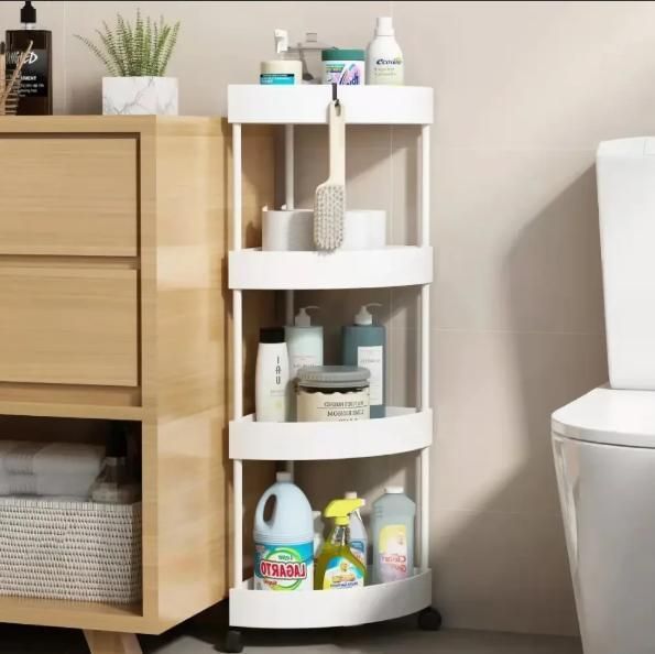 Кутовий стелаж для ванної кімнати 4 яруси, на коліщатках (85х28х22см),Corner storage rack G7626 фото