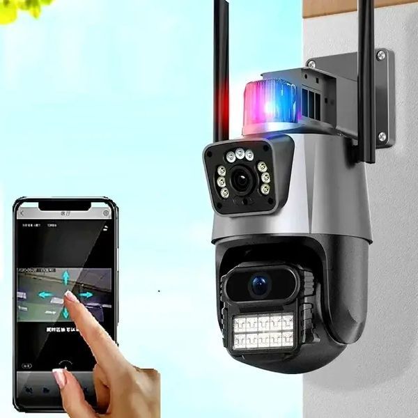 Вулична охоронна поворотна WIFI камера Dual Lens Zoom 8MP сирена, зум, віддаленим доступом онлайн 8MP фото