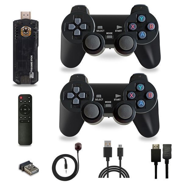 Ігрова ТВ приставка Game Box 8K 8X M98 Smart TV Stick 64GB геймстик з геймпадами + 10000 вбудованих ігор X8 фото