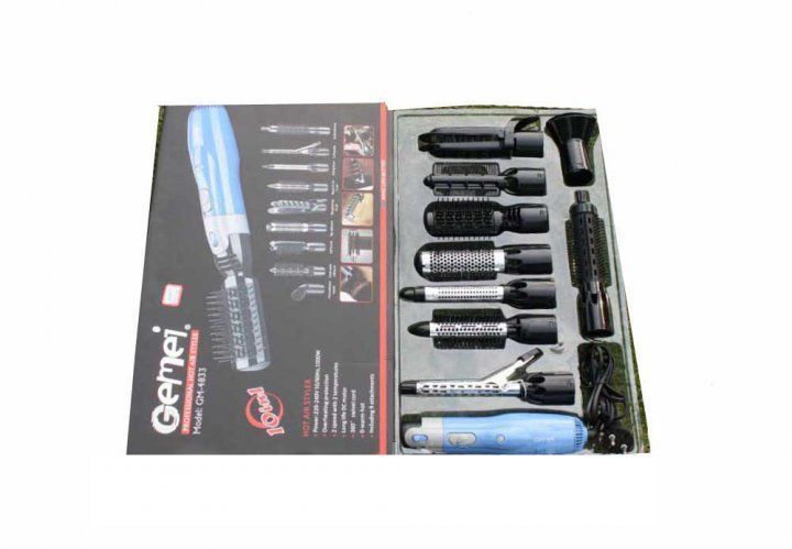 Фен-стайлер для волосся 10 в 1 Gemei GM-4833, фен щітка, багатофункціональний стайлер pr48333 фото
