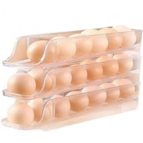 Компактний органайзер для яєць 3 ярусний автоматичний Plastic shelving / Контейнер-лоток для яєць Jam99 фото