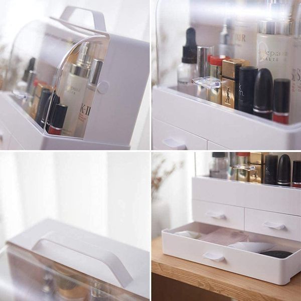 Органайзер для косметики та прикрас із висувними ящиками Cosmetic Box Білий, GW-880 G5891 фото
