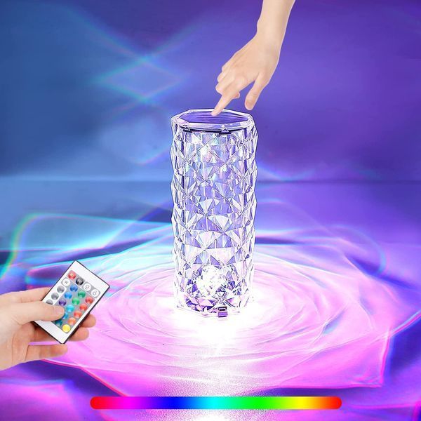 Настільна лампа Роза з пультом RGB Crystal Rose. Проекційний світильник-торшер нічник rose diamond table lamp кристал Matrix2201 фото